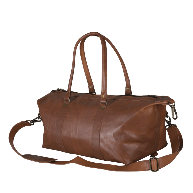 Johnny Fly Co. reistassen heren Weekend Duffle bruin zijkant