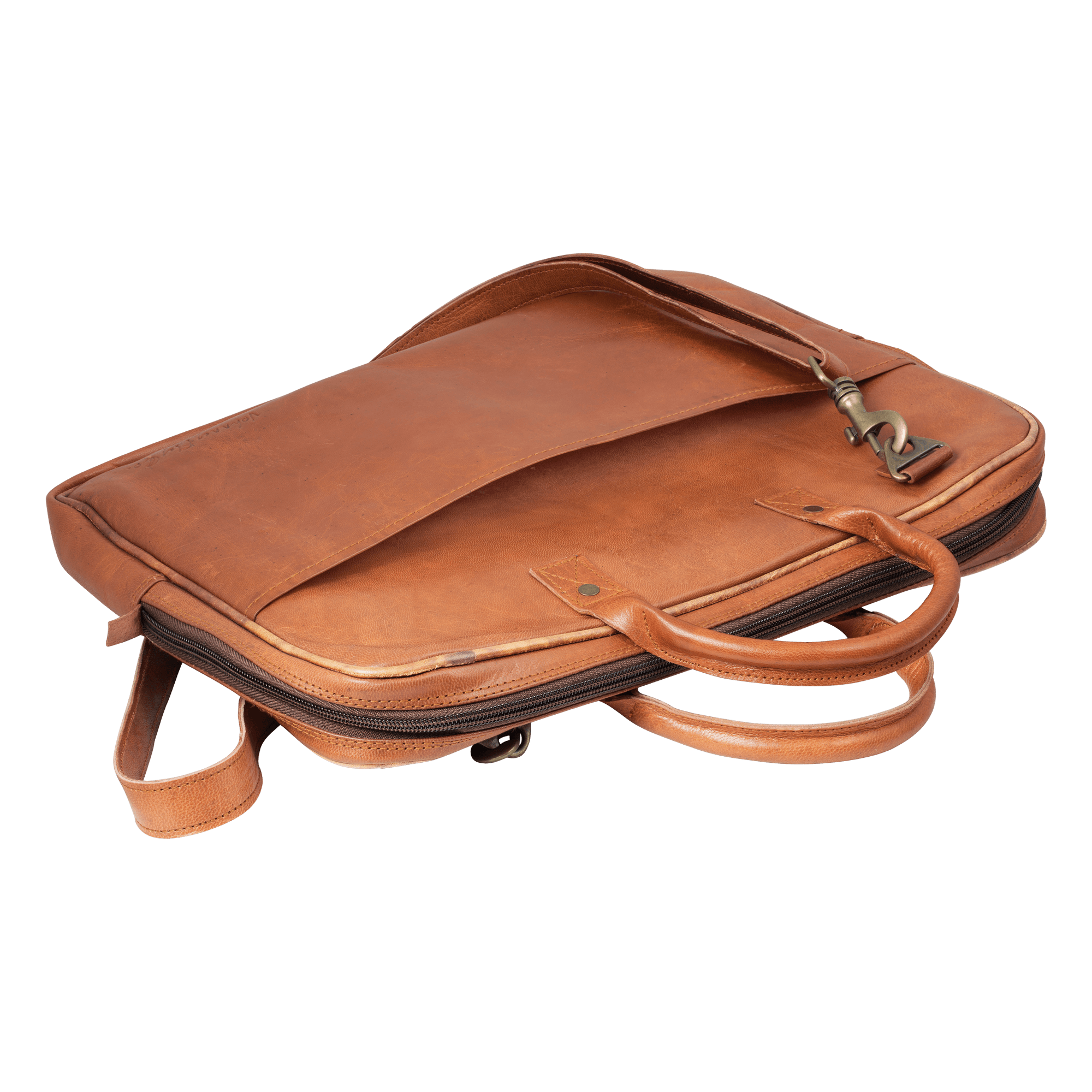 Johnny Fly Co. laptoptassen heren 15.6" bruin liggend