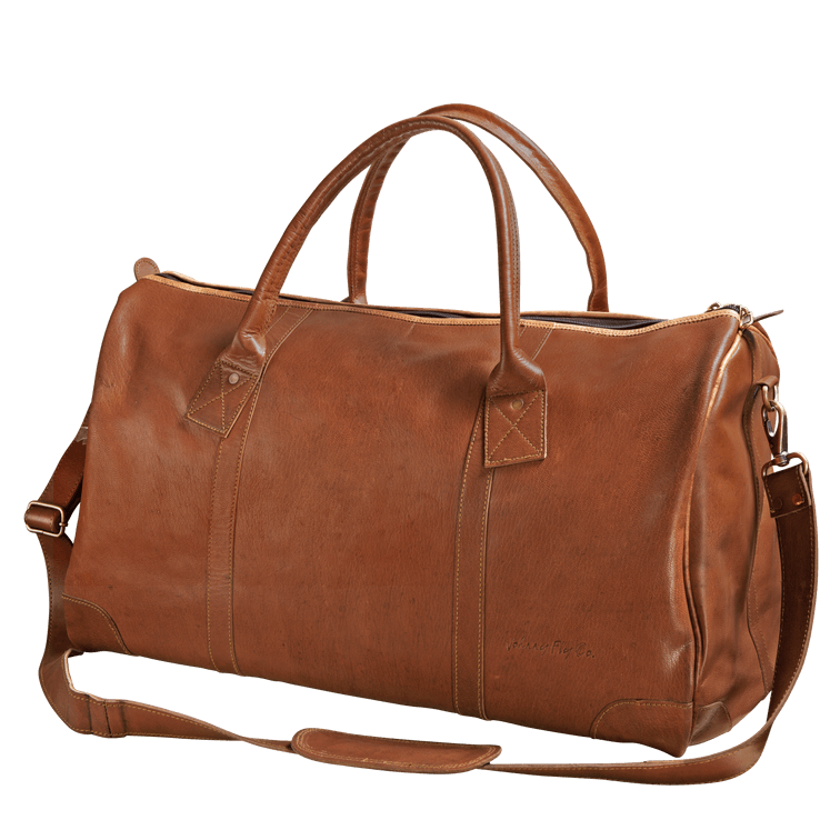 Johnny Fly Co. reistassen heren Duffle Traveller bruin zijkant