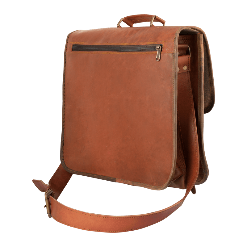 Johnny Fly Co. messenger tas heren bruin achterkant