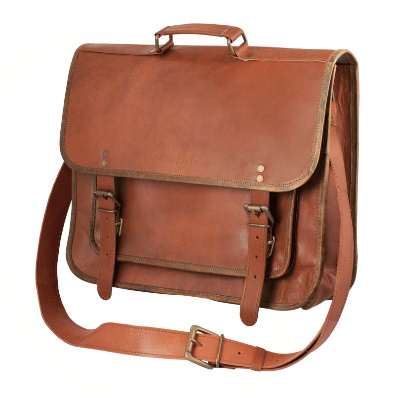 Johnny Fly Co. messenger tas heren bruin zijkant