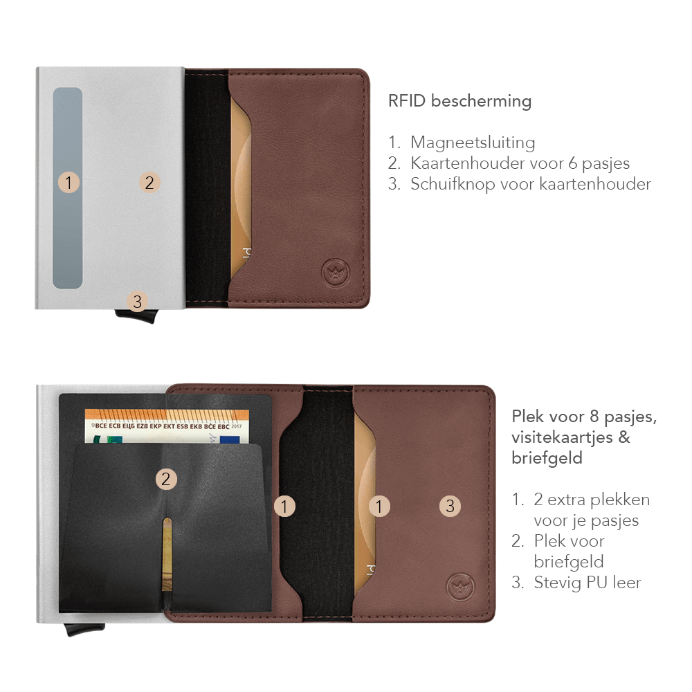 Prowallet pasjeshouder slim coffee bruin 8720387009374 voor unisex beschrijving