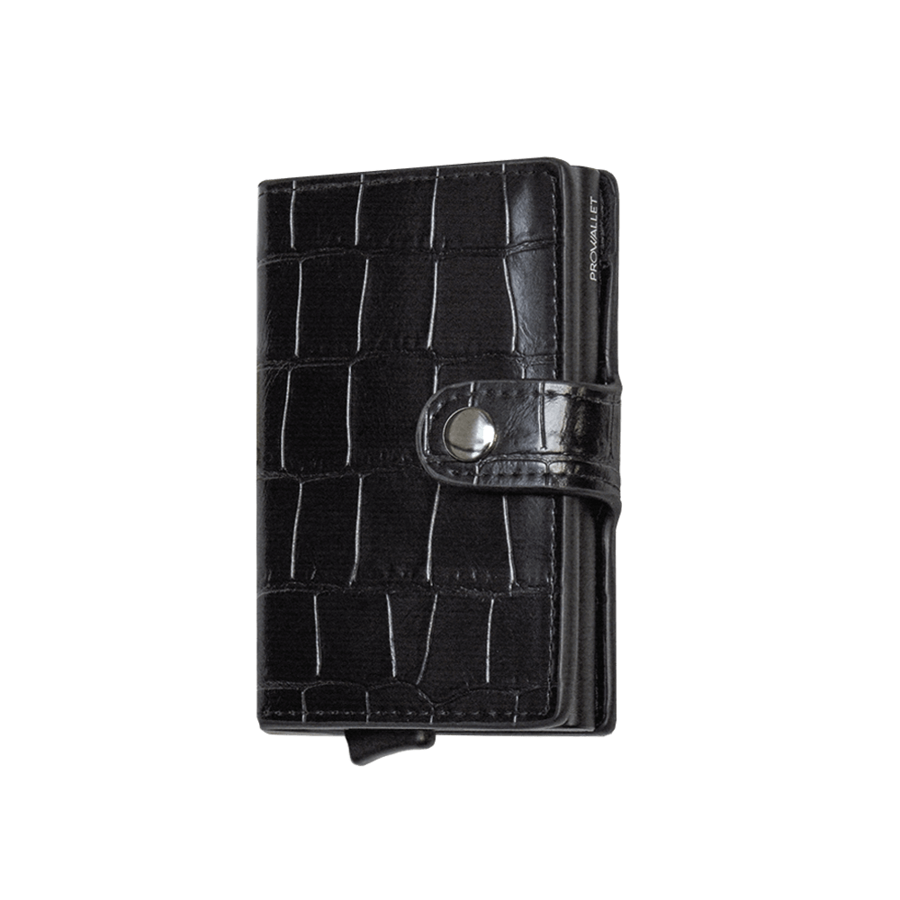 Prowallet pasjeshouder Croco zwart voor dames 8720387009879 zijkant