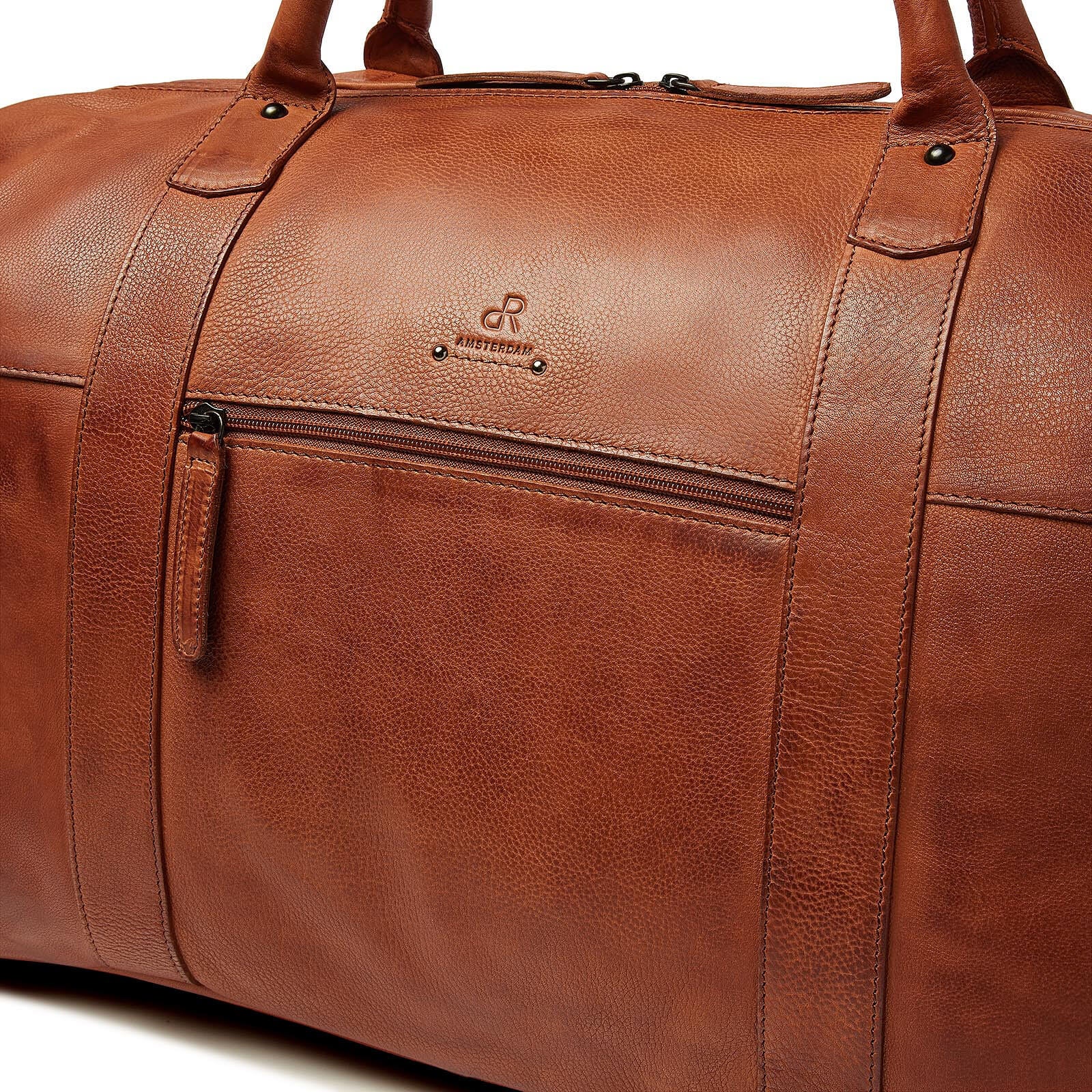 dR Amsterdam leren weekendtas Tampa voor unisex 933694 cognac logo