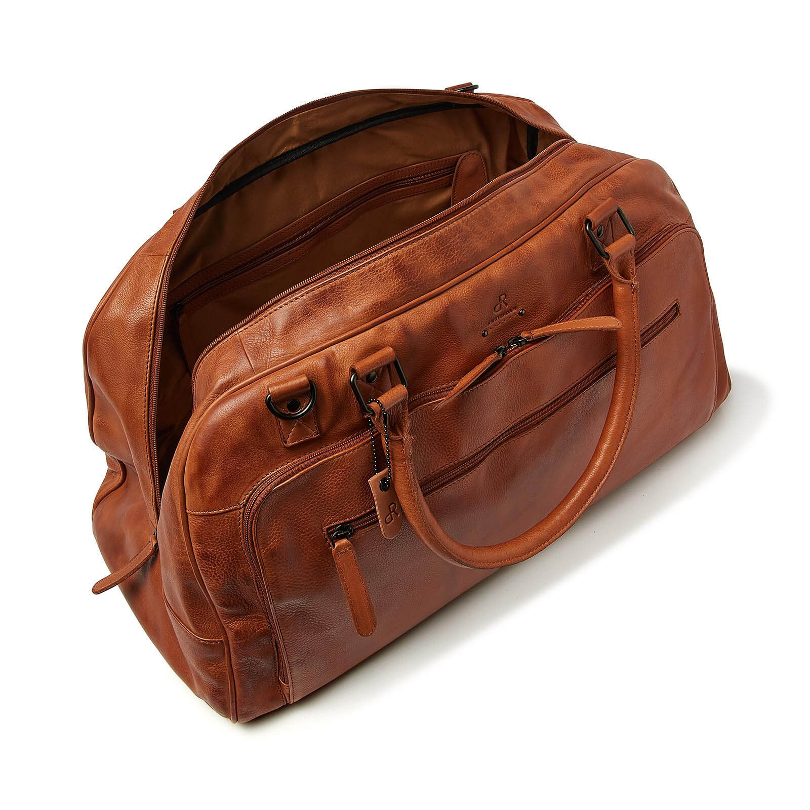 dR Amsterdam leren weekendtas Tampa voor unisex 933695 cognac binnenkant