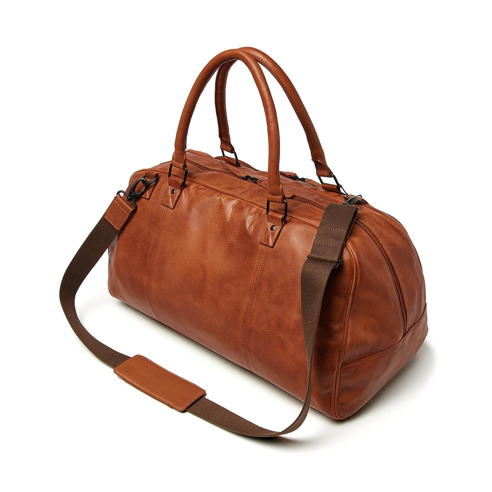 dR Amsterdam leren weekendtas Tampa voor unisex 933695 cognac zijkant