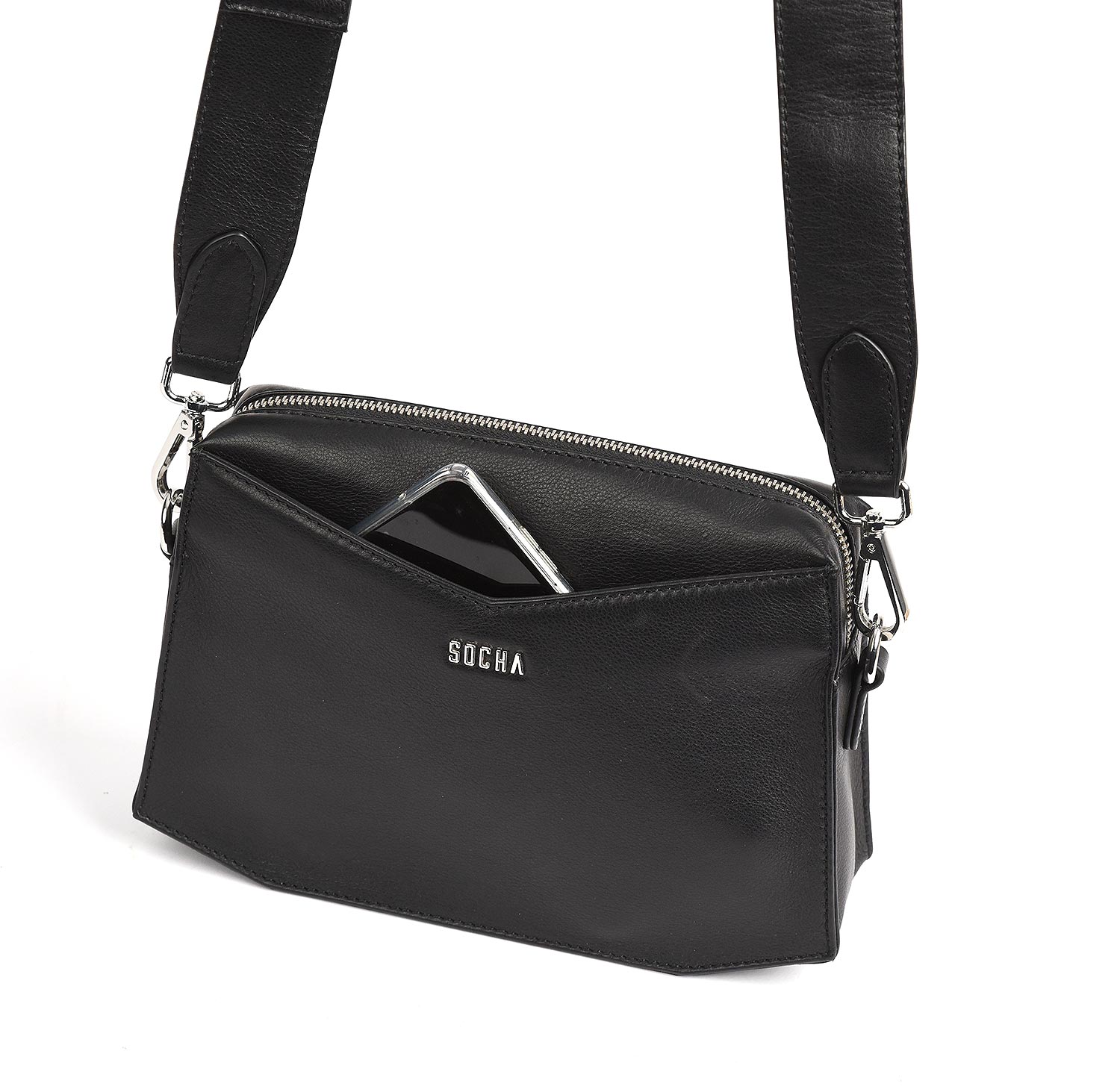 Socha crossbodytassen dames Mini Black SO-D38 voorvak