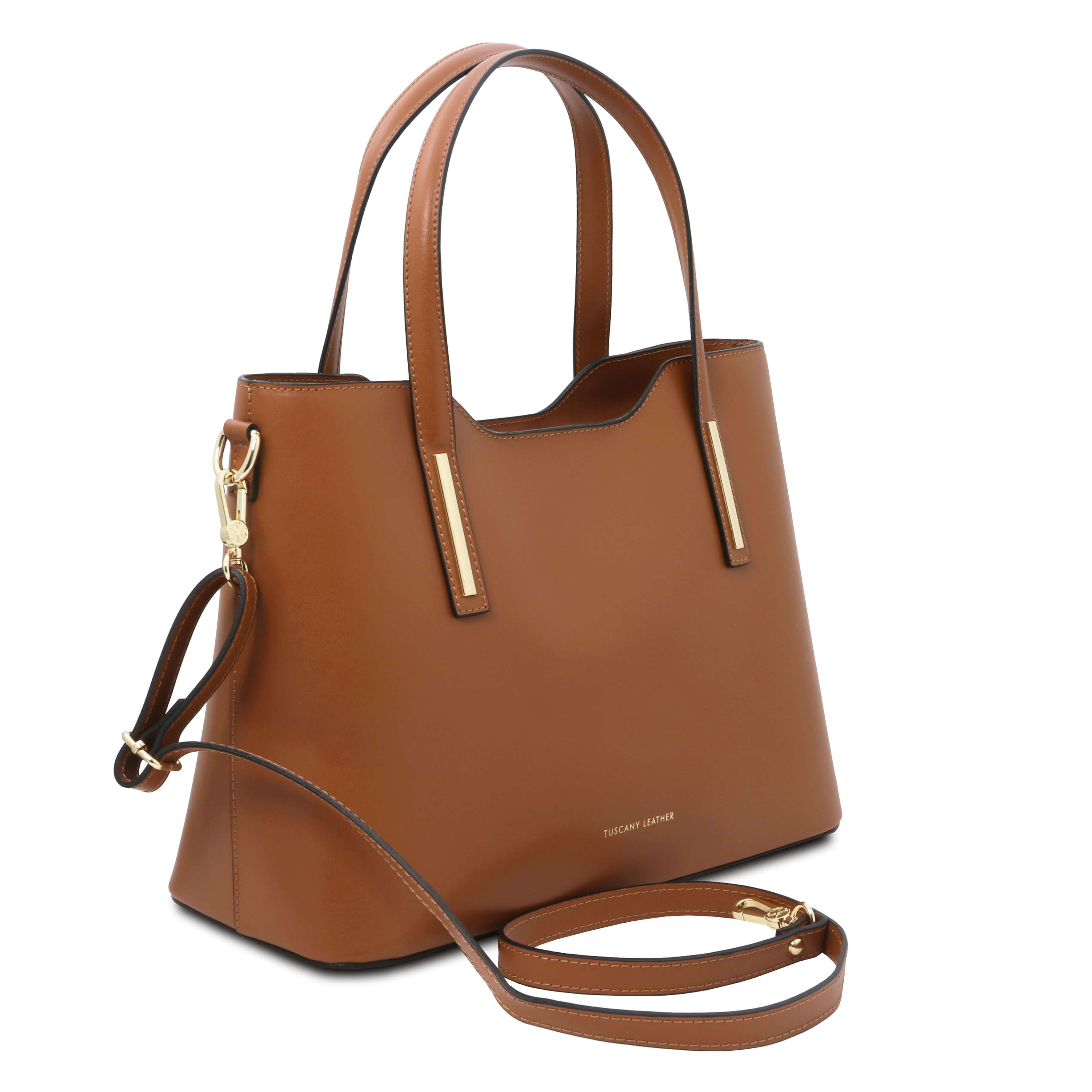 Tuscany Leather shoppers dames Olimpia TL141412 cognac zijkant