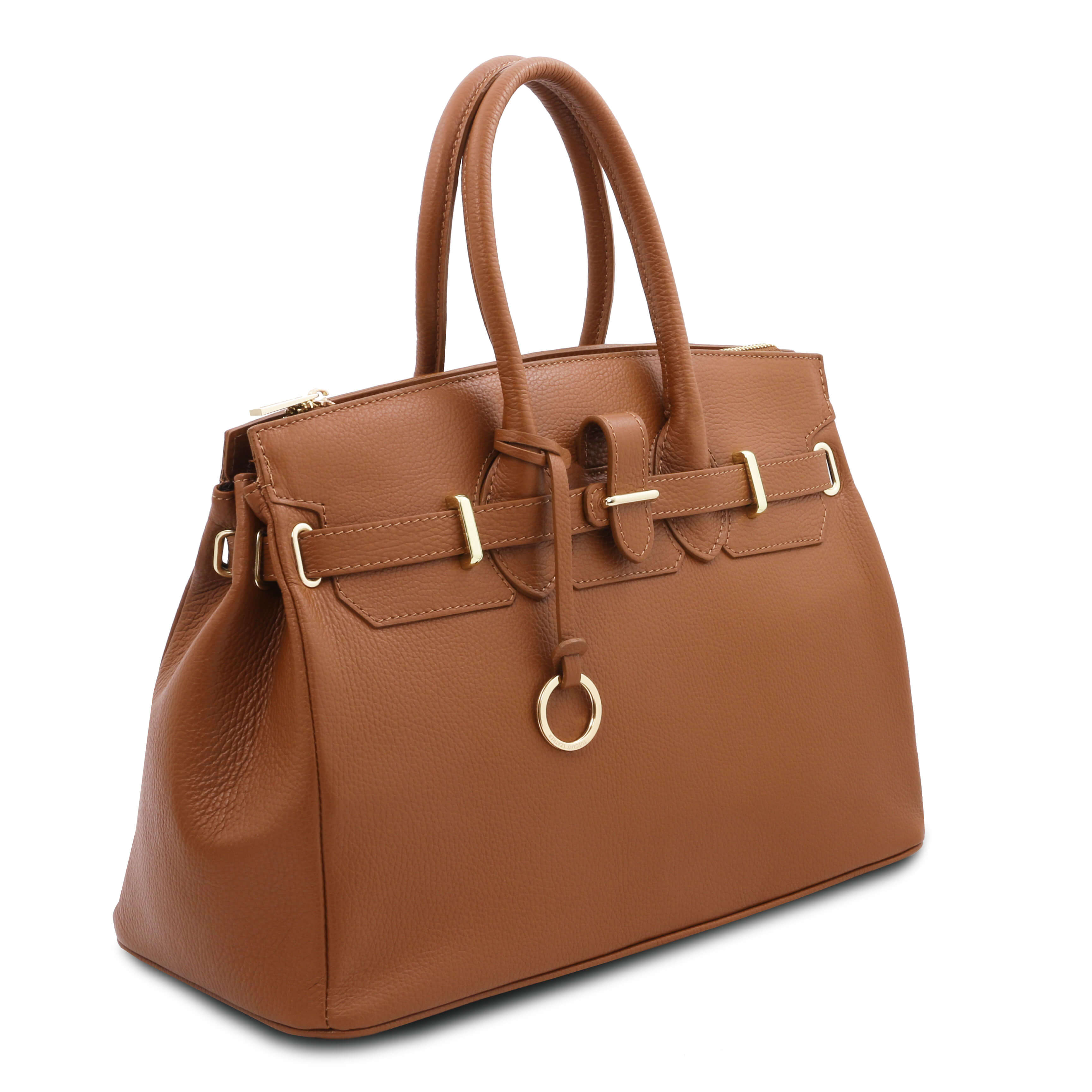 Tuscany Leather handtassen dames TL Bag TL141529 cognac zijkant