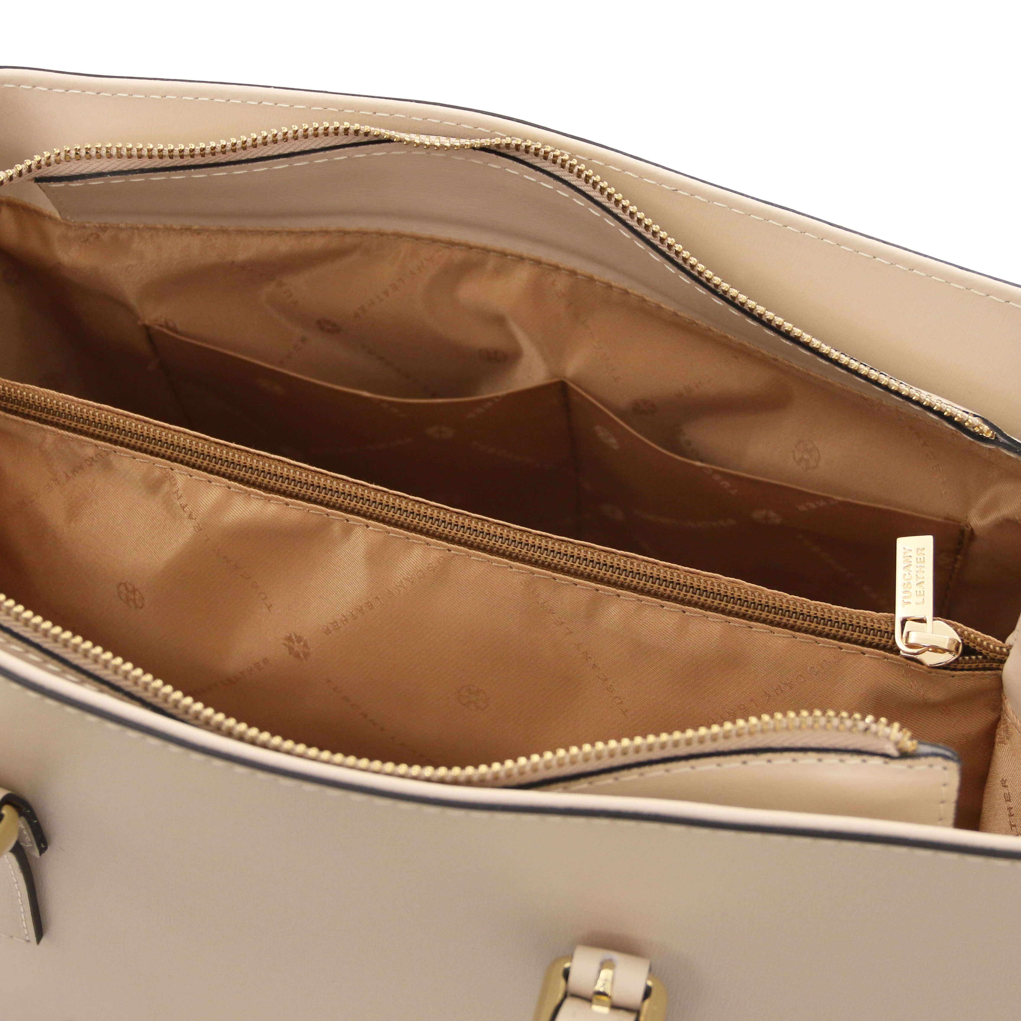 Tuscany Leather shoppers dames TL Bag TL142037 beige binnenvakken