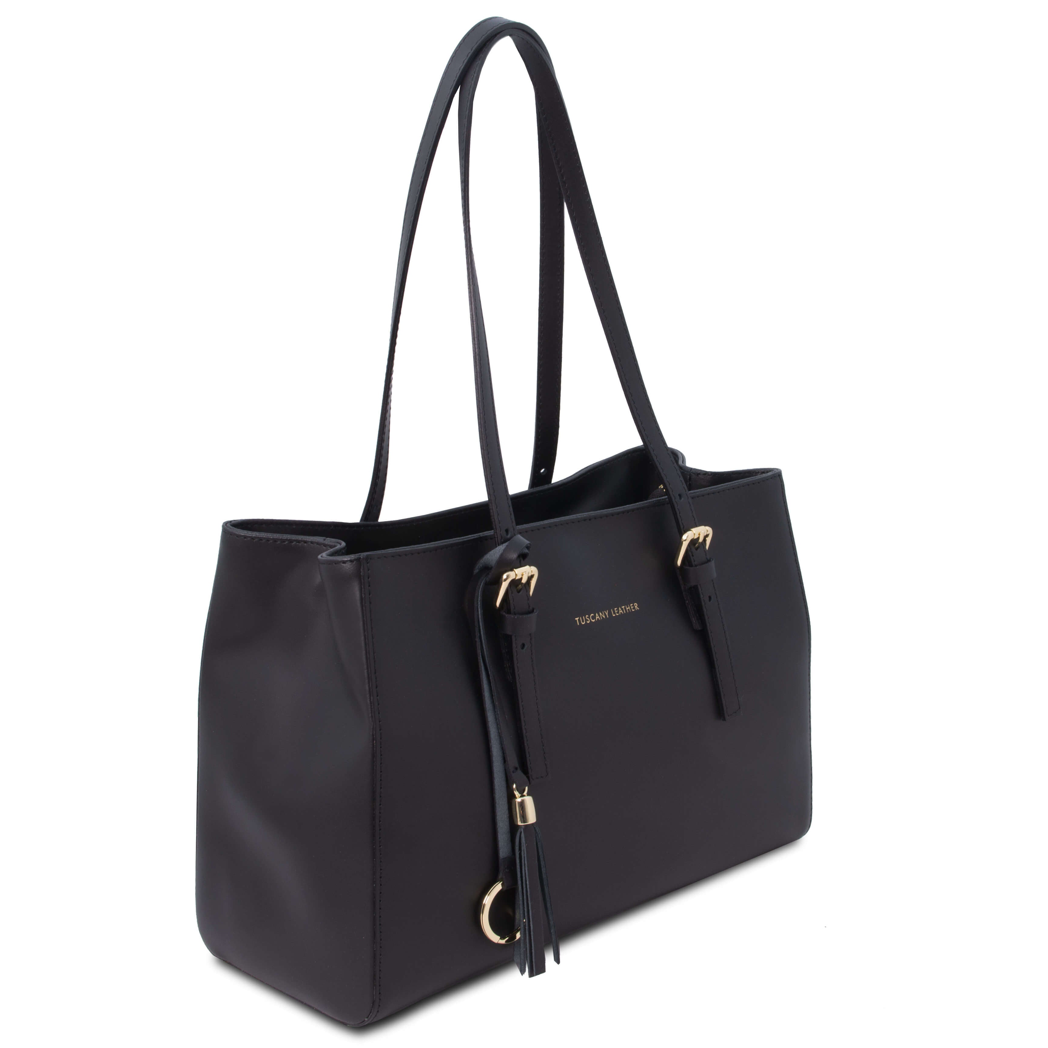 Tuscany Leather shoppers dames TL Bag TL142037 zwart zijkant