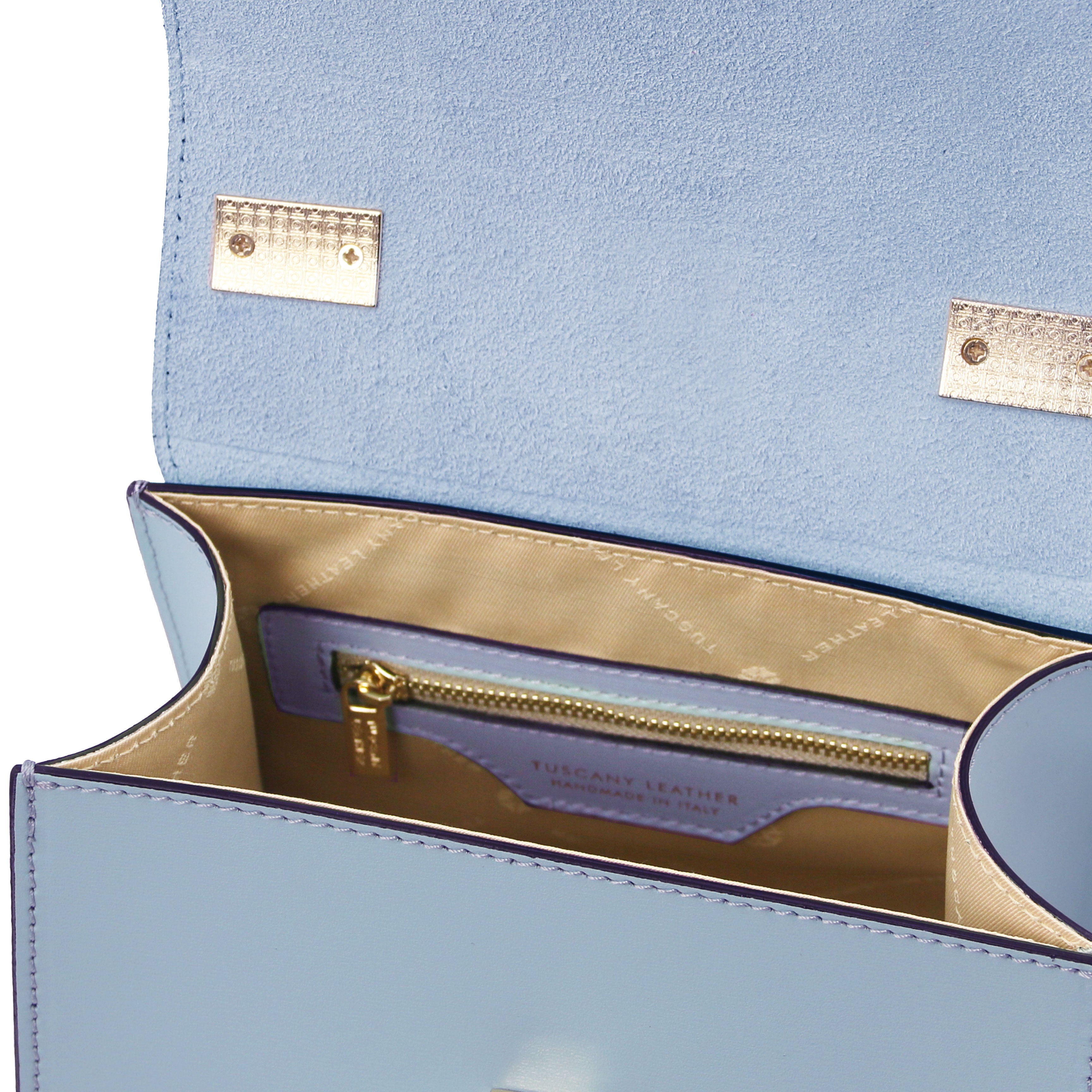 Tuscany Leather handtassen dames TL Bag TL142203 light blue binnenkant