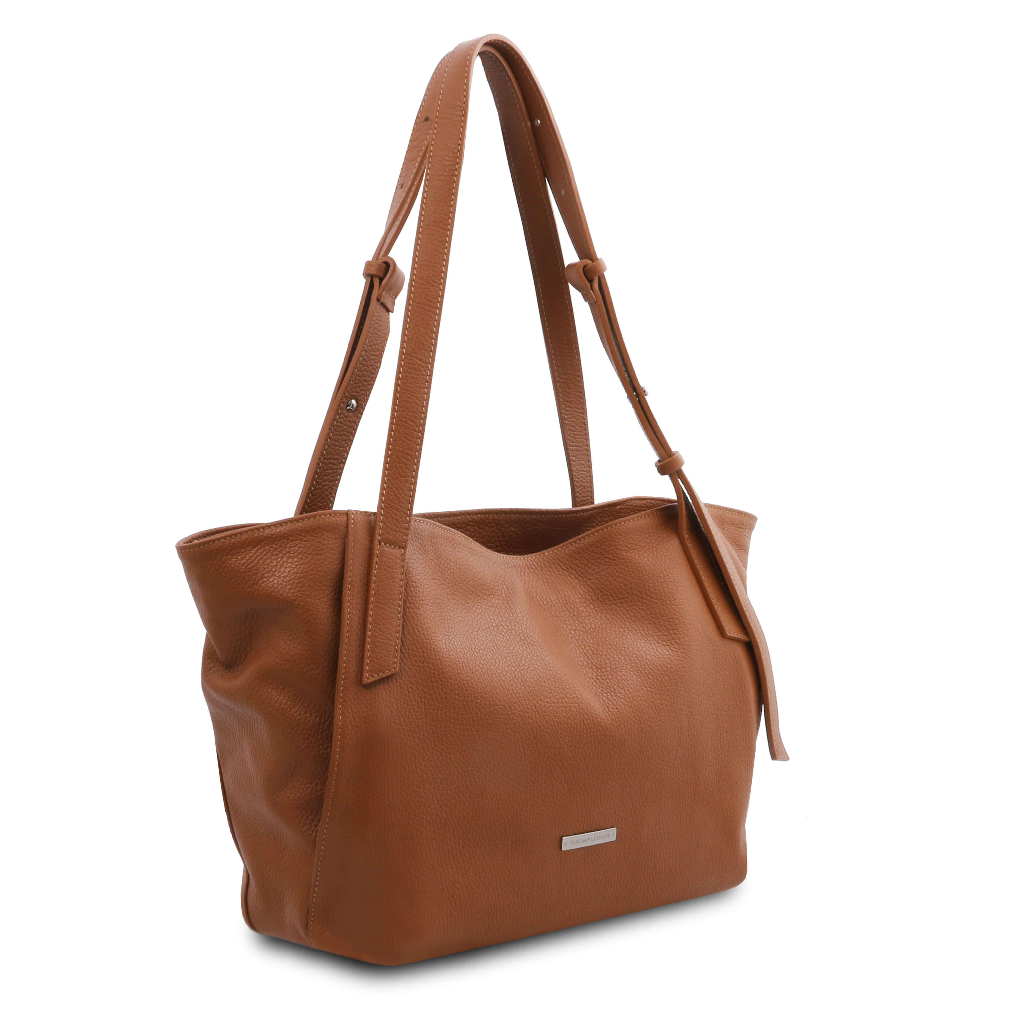 Tuscany Leather shoppers dames TL BAG TL142230 cognac zijkant