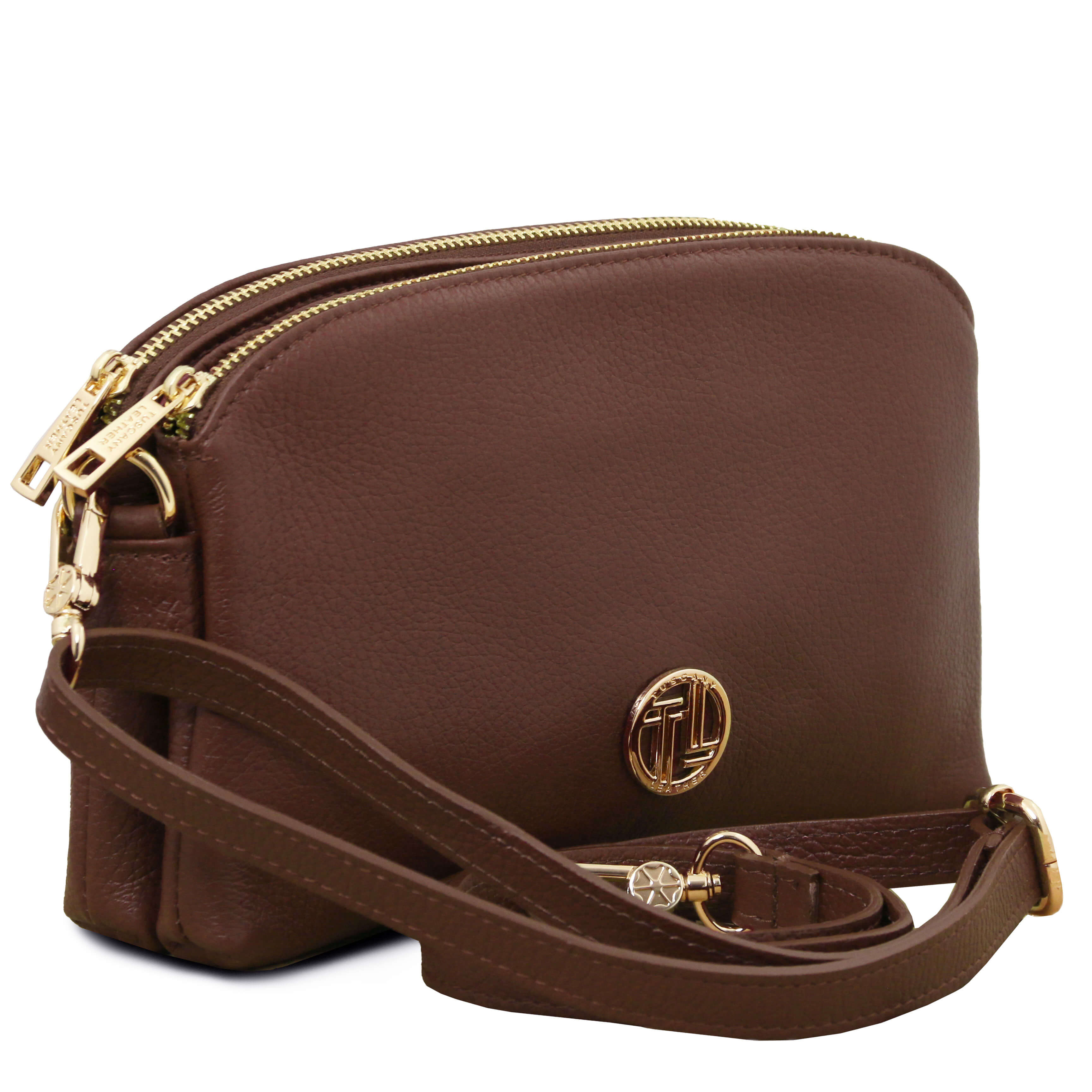 Tuscany Leather crossbodytassen dames LILY TL142375 coffee zijkant