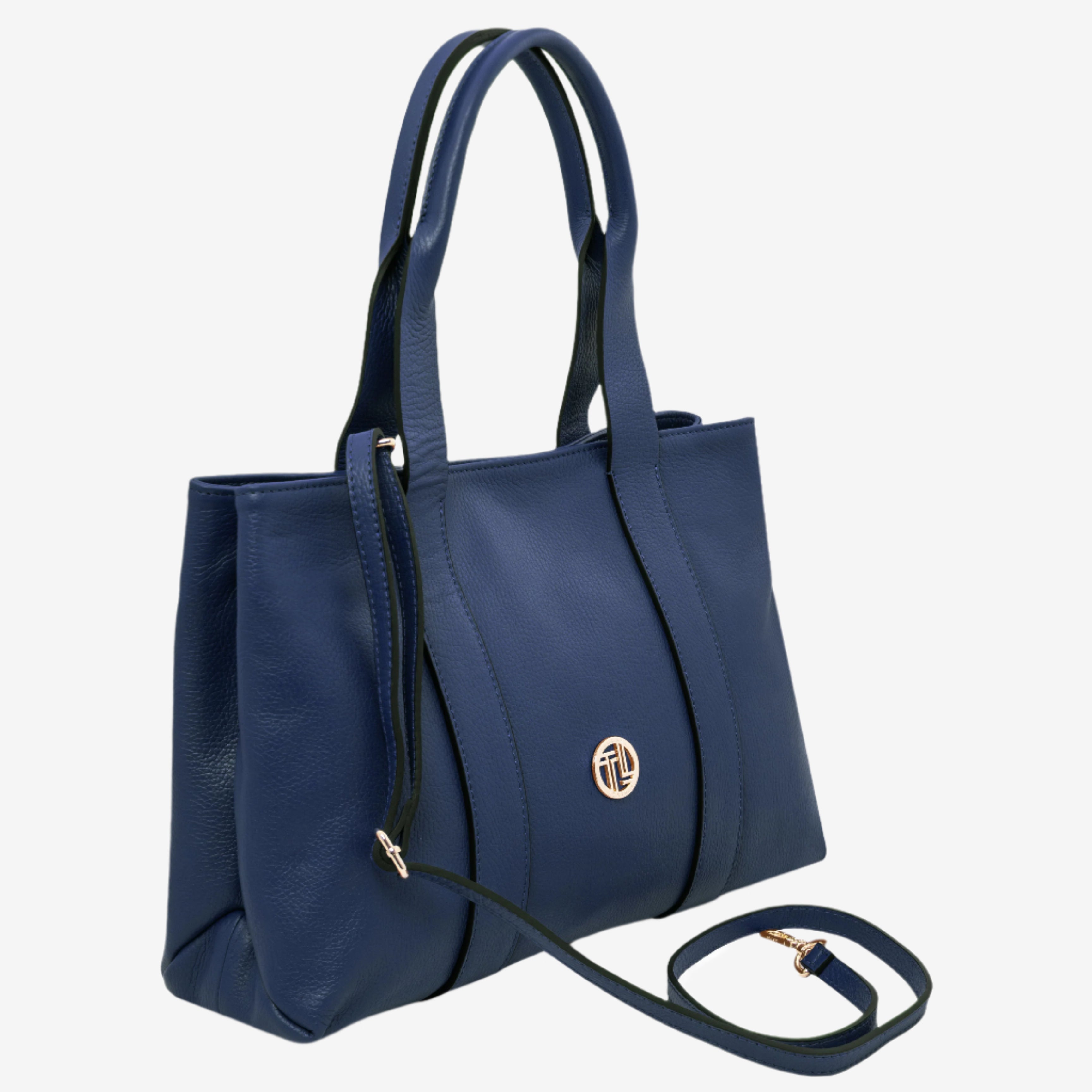 Tuscany Leather shoppers dames Callie TL142415 dark blue zijkant