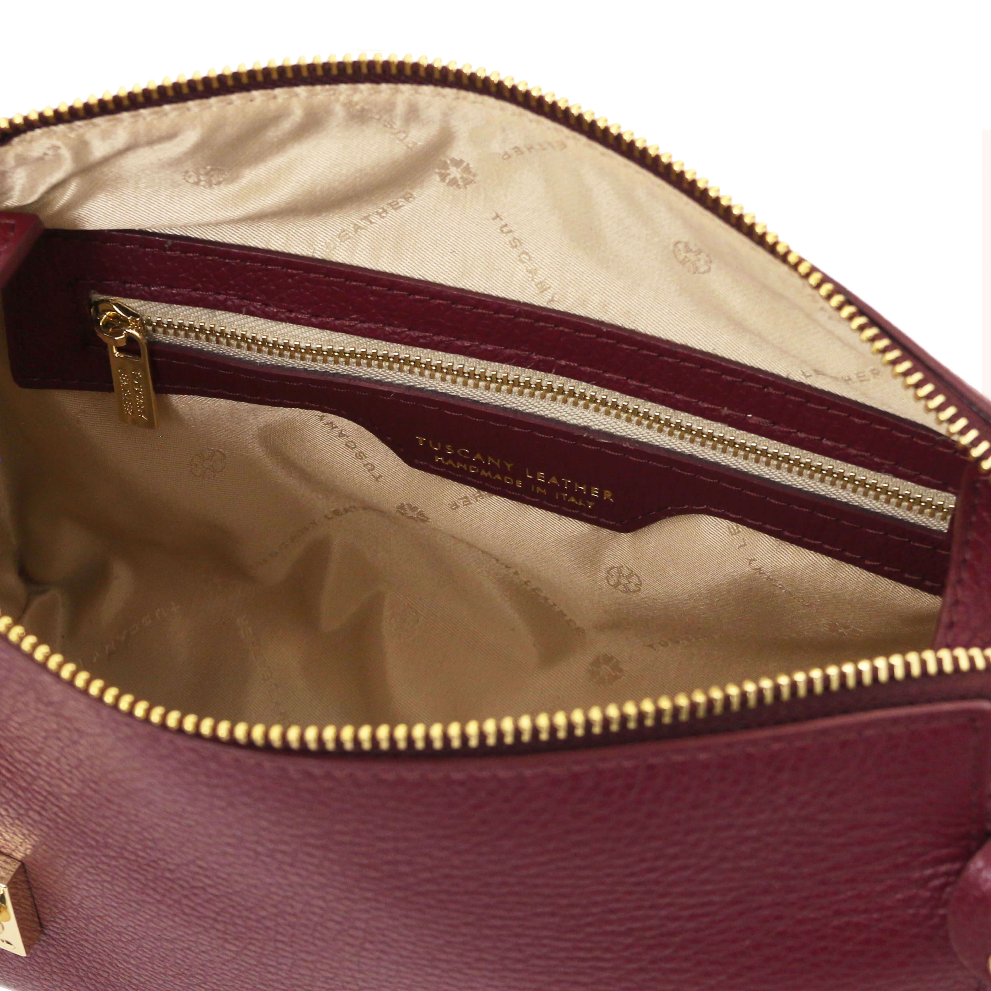 Tuscany Leather handtassen dames Praline TL142422 bordeaux binnenkant