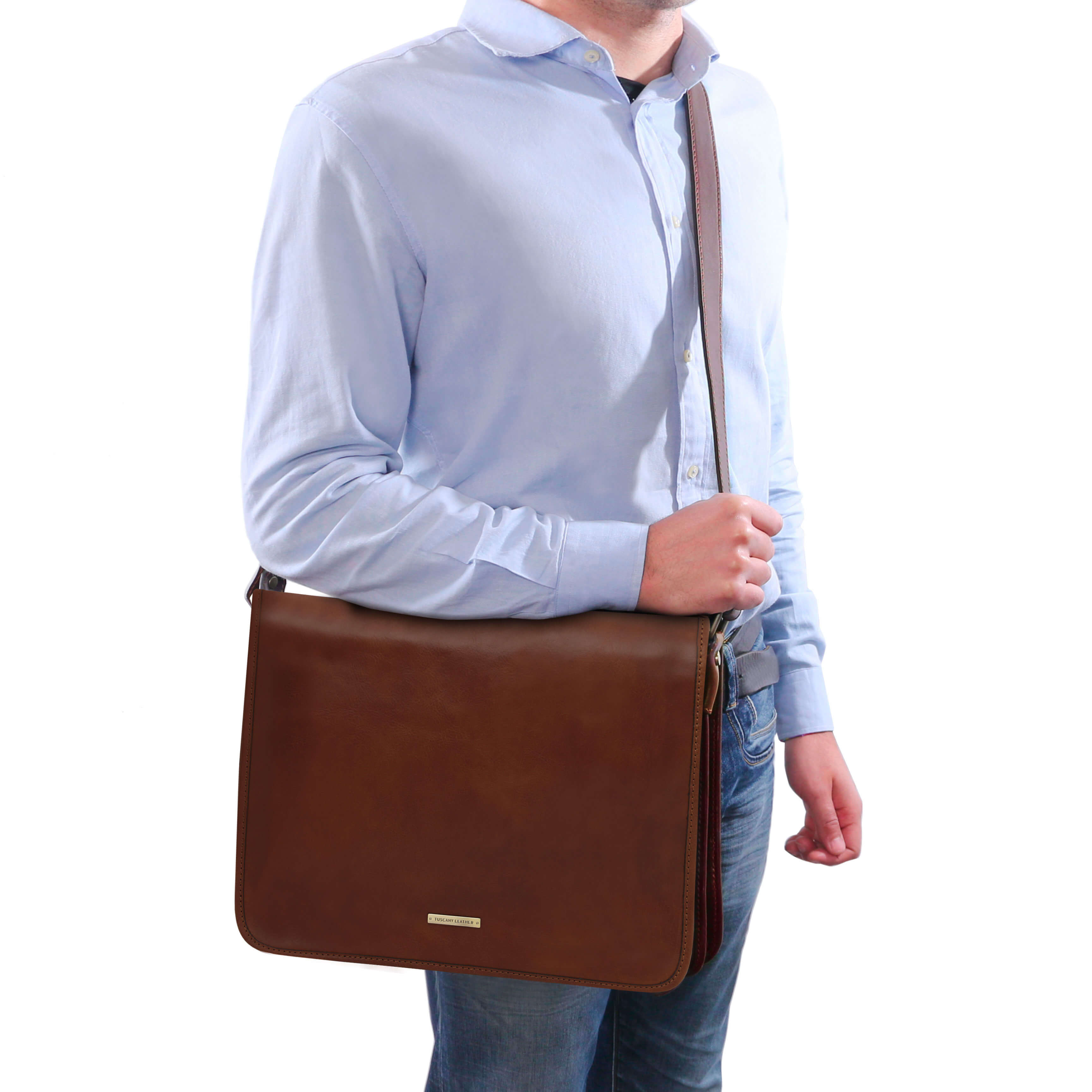 Tuscany Leather TL Messenger bags heren TL142430 brown model