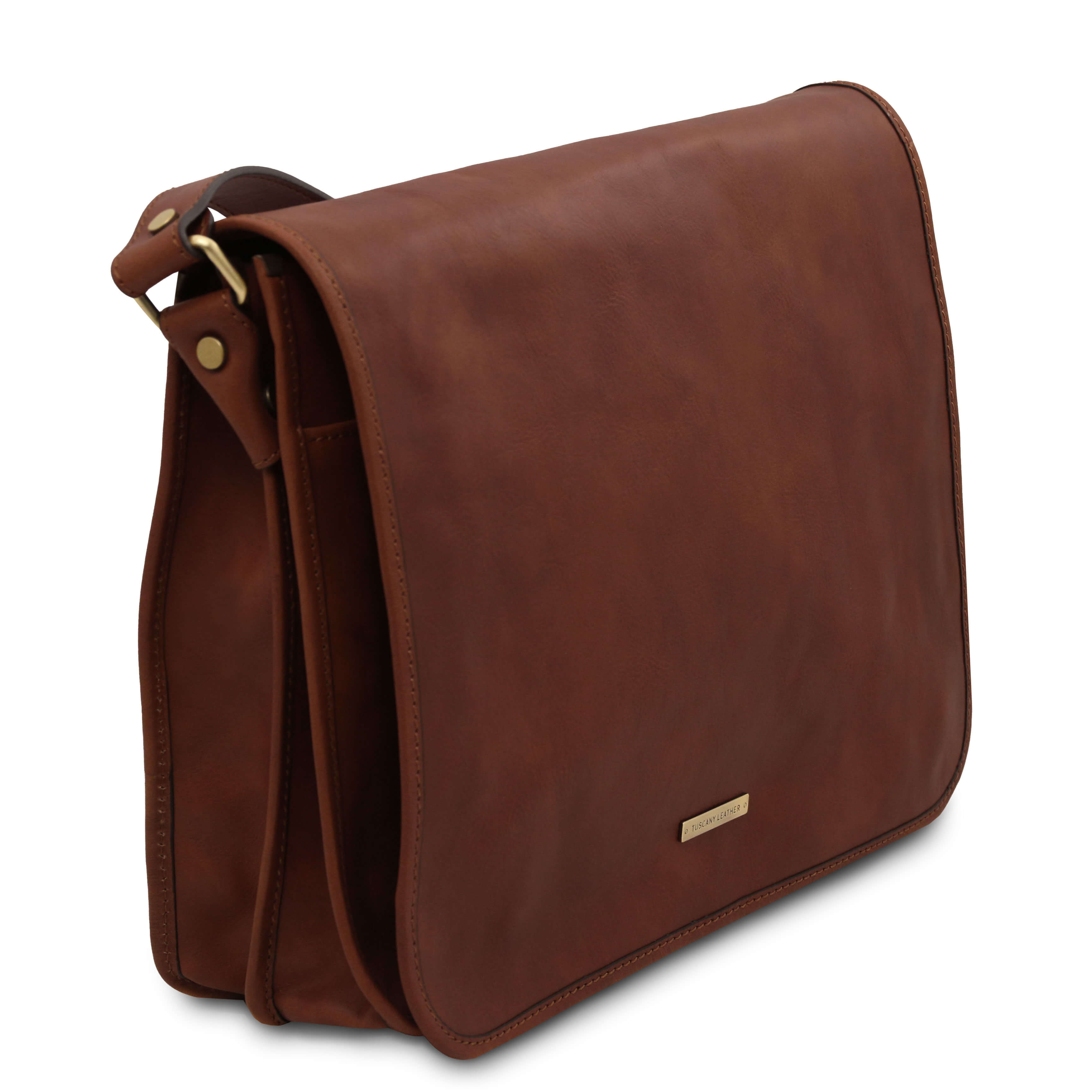 Tuscany Leather TL Messenger bags heren TL142430 brown zijkant