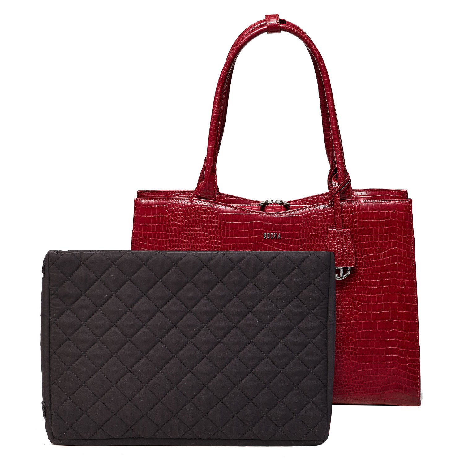 SOCHA Laptop bag Croco Burgundy 15.6 inch The bag shop