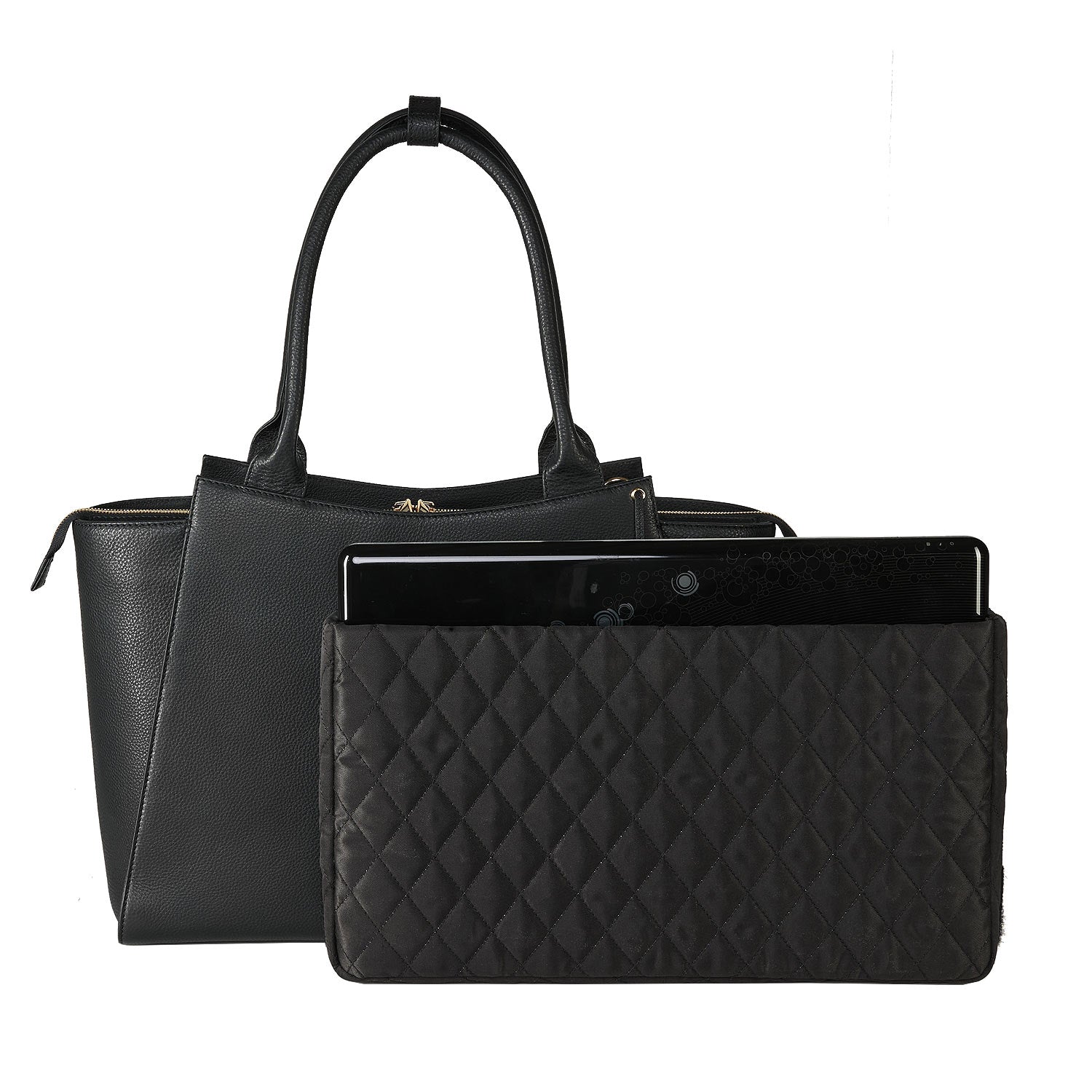 Socha laptoptas leer Diamond Caddy 15 en 17.3 inch zwart tas met sleeve en laptop