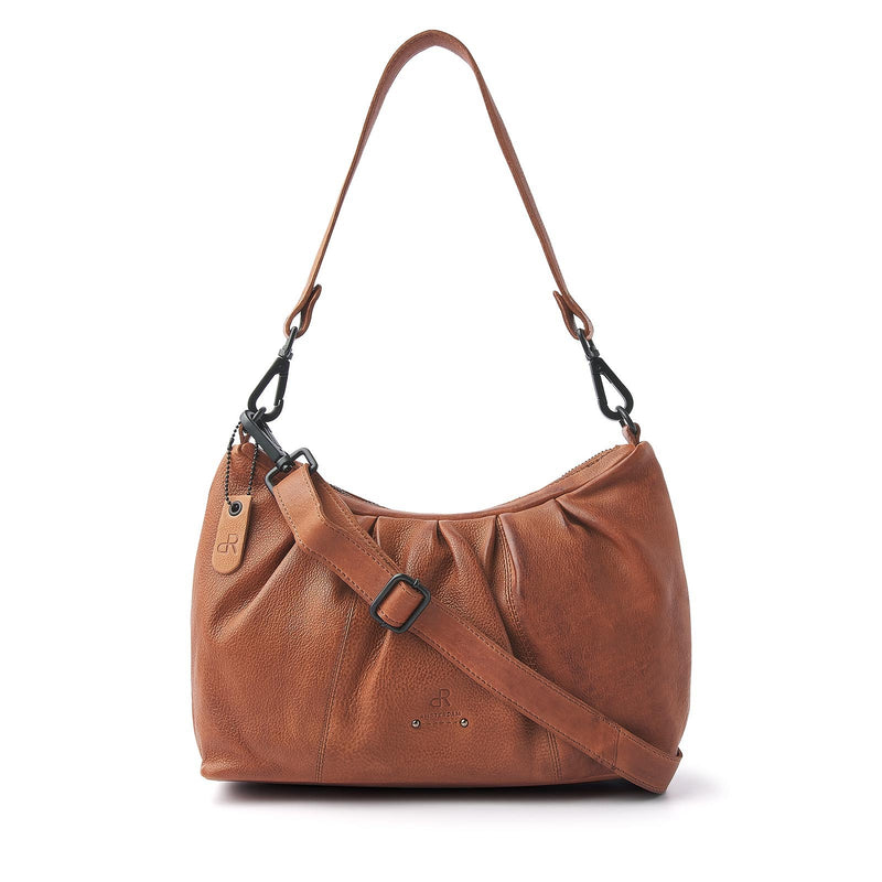 Cognac handtas online leer